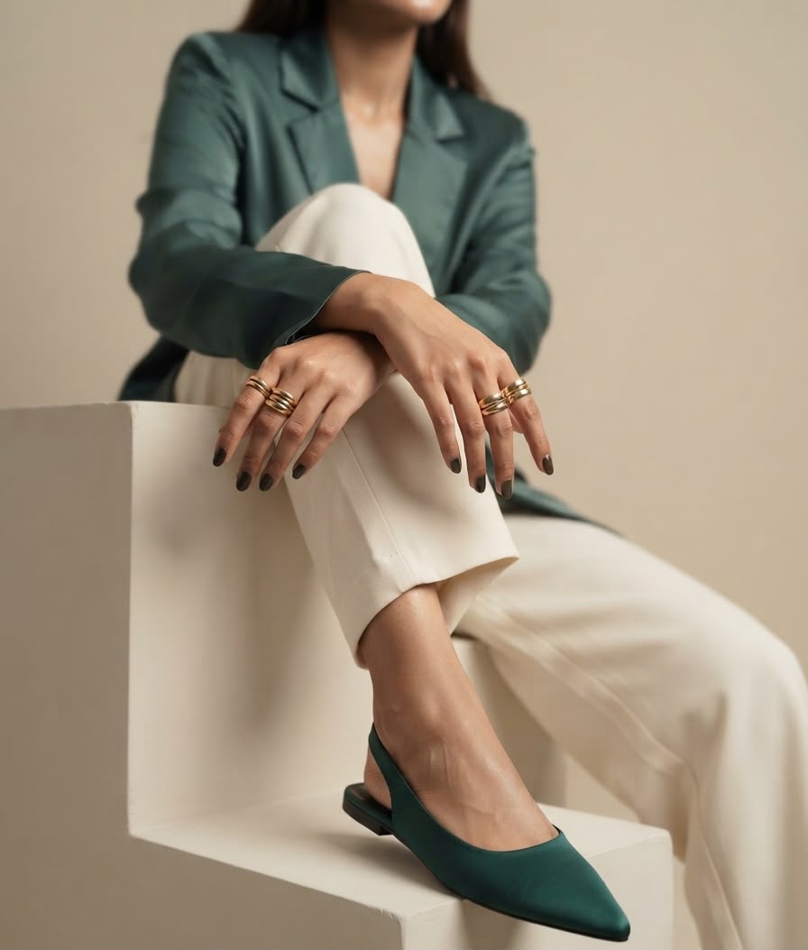 Emerald Satin Mule MM - 230